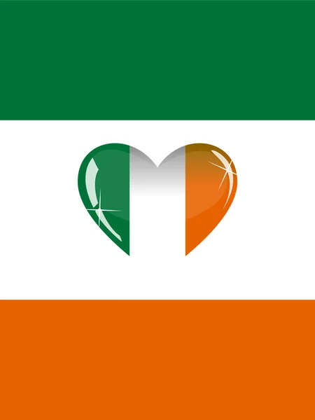 Irish flag and a heart of glass — Stock Vector