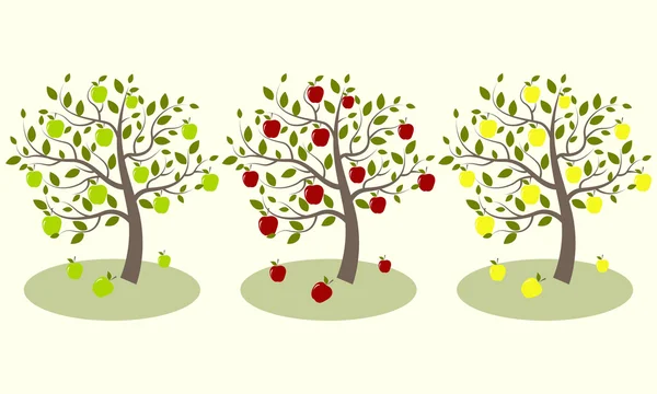 Tre äppelträd — Stock vektor