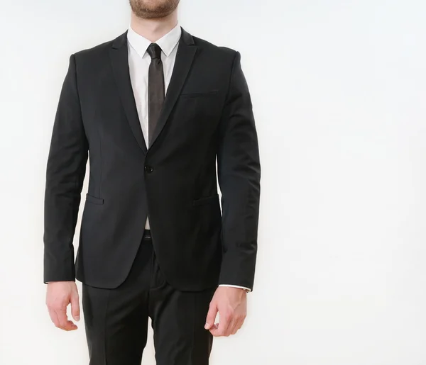 Part of business man body in black suit — Stok fotoğraf