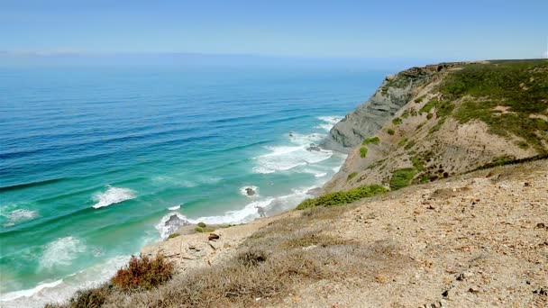 Ondas azuis Oceano Atlântico Algarve — Vídeo de Stock