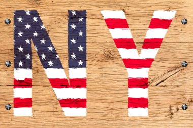 NY bayrak Amerika Birleşik Devletleri eski meşe ahşap faste desenle boyalı