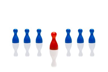 İş kavramı liderlik adım ileri kırmızı, mavi