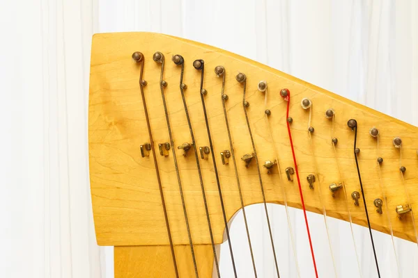 Alavanca de close-up de harpa celta e cordas — Fotografia de Stock