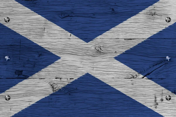 Bandera nacional de Escocia pintada de madera de roble viejo abrochado —  Fotos de Stock