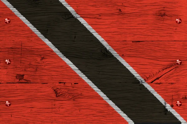 Trinidad Tobago nationale vlag geschilderd oude eiken hout vastgemaakt — Stockfoto