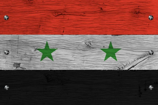 Syrien flagga målade gamla ek fäst — Stockfoto