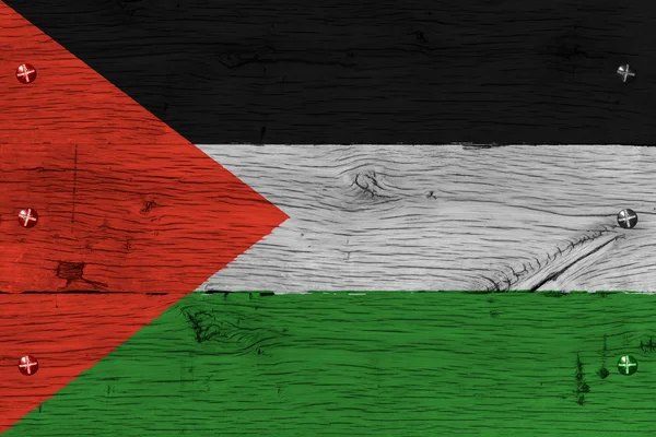 Palestine flag painted old oak wood fastened — Stock Photo, Image