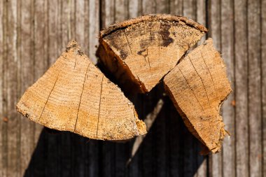 Kıyılmış yangın ahşap parçaları yakın çekim