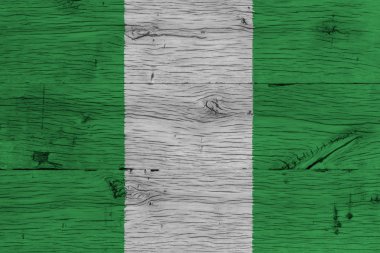 Eski meşe ahşap boyalı Nijerya ulusal bayrak
