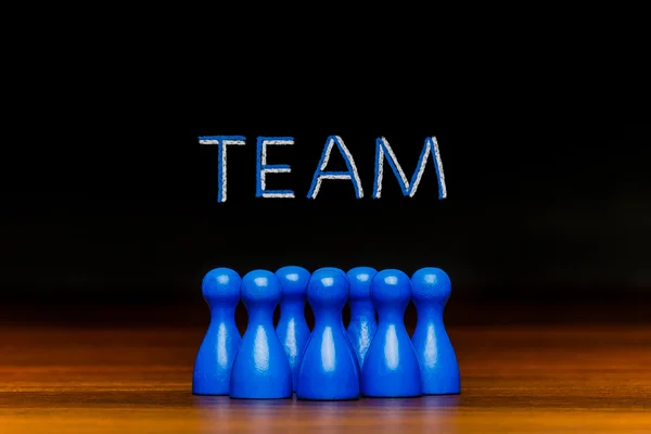 Conceito equipe azul, trabalho em equipe, colaboração giz texto — Fotografia de Stock