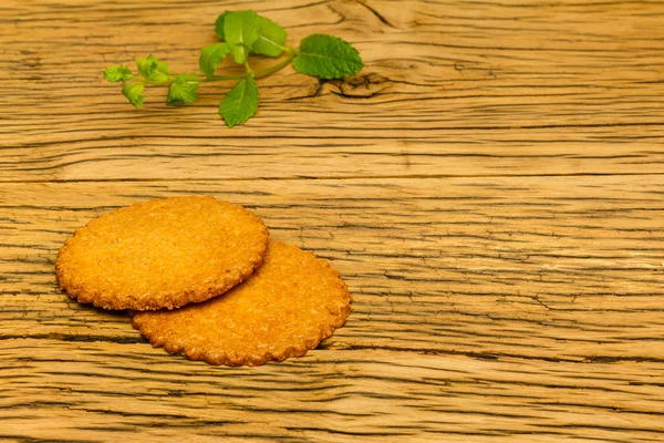 Biscoitos saborosos saudáveis decoração de madeira — Fotografia de Stock