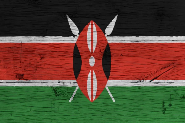 Kenyas flagga målade gamla ek — Stockfoto