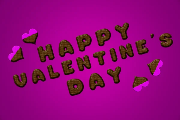 Happy valentine's day letters chocolate pink — Stock Photo, Image
