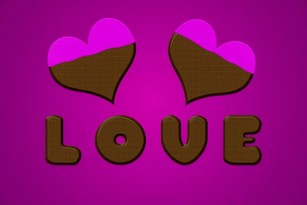 Láska písmena srdcí čokoládové Valentýna růžové — Stock fotografie