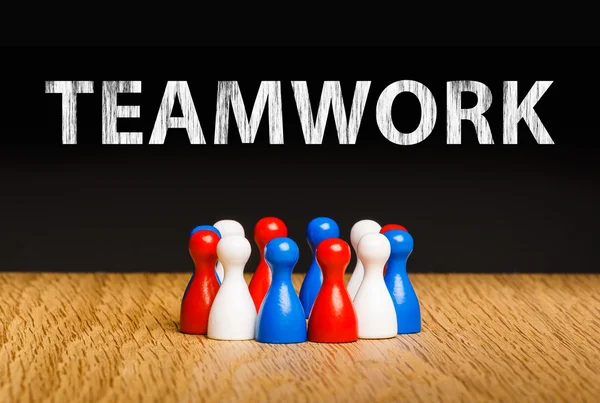 Konzept für Teamwork rot weiß blau Kreidetext weiß — Stockfoto