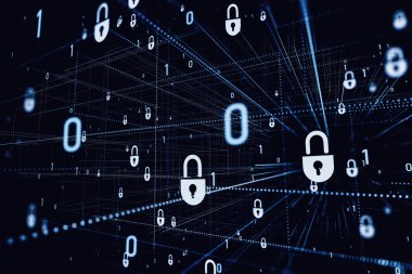 Mavi üzerinde gelecekteki siber güvenlik arayüzü