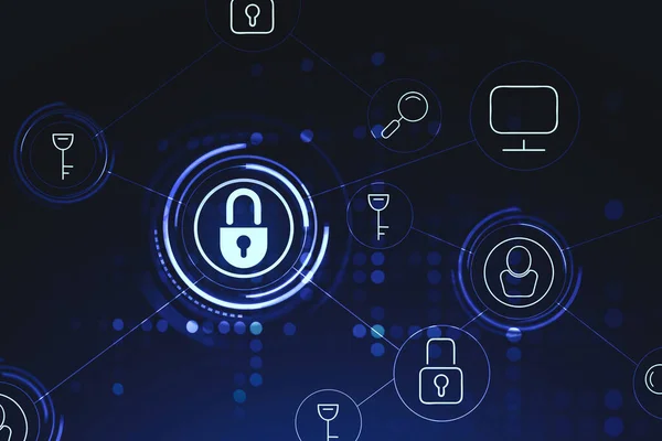 Futuristische cyber security interface en gegevensbescherming — Stockfoto
