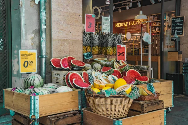 Barcelona Spain Julho Frutas Sazonais Verão Loja Julho 2021 Barcelona — Fotografia de Stock