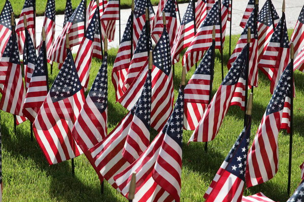 Columbus, Ohio May 28, 2020The State House Lawn dorns many miniture US flags in honor of Veterans Day and Labor Day recognition.