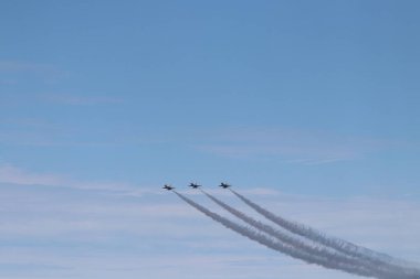Cleveland, OH-USA 31 Ağustos 2019: USAF Thunderbird 'lerin yer aldığı Cleveland Ulusal Hava Gösterisi