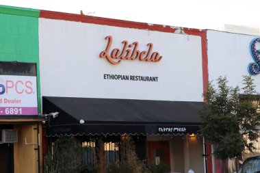 Los Angeles CA 29 Ekim 2020 Fairfax Bölgesinde Küçük Etiyopya. Lalibela Etiyopya Restoranı.