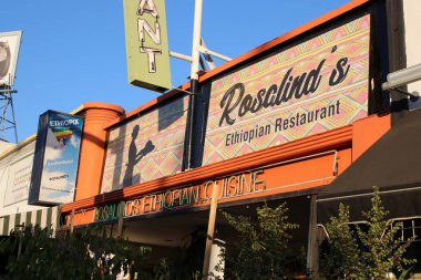 Los Angeles CA October 29, 2020 Little Ethiopia in the Fairfax District. Rosalinds Ethiopian Restaurant. clipart