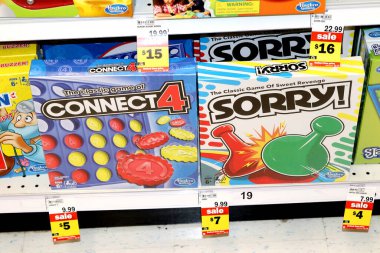 Columbus Ohio 16 Aralık 2020 Hasbro Connect 4 ve Sorry Board oyunu.