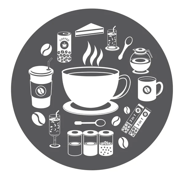Modern lapos ikonok beállítása kávé — Stock Vector
