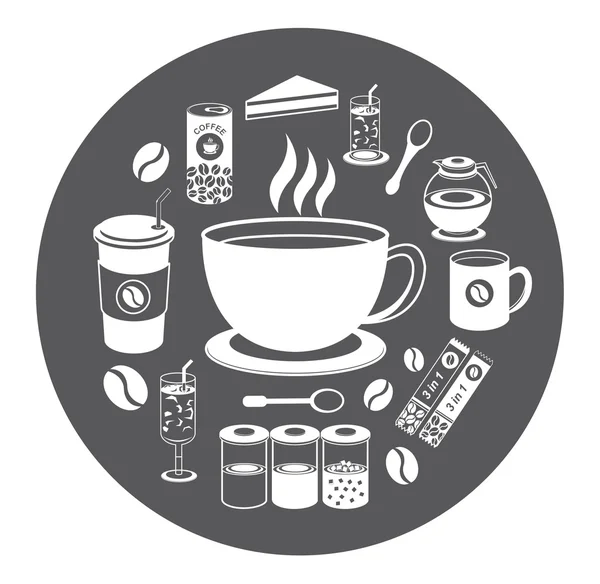 Moderne flache Symbole Set von Kaffee — Stockvektor