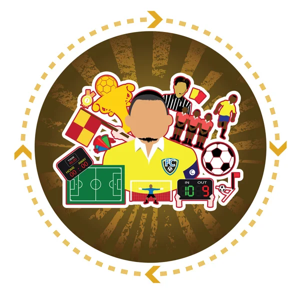 Ilustración del conjunto de iconos de fútbol — Vector de stock