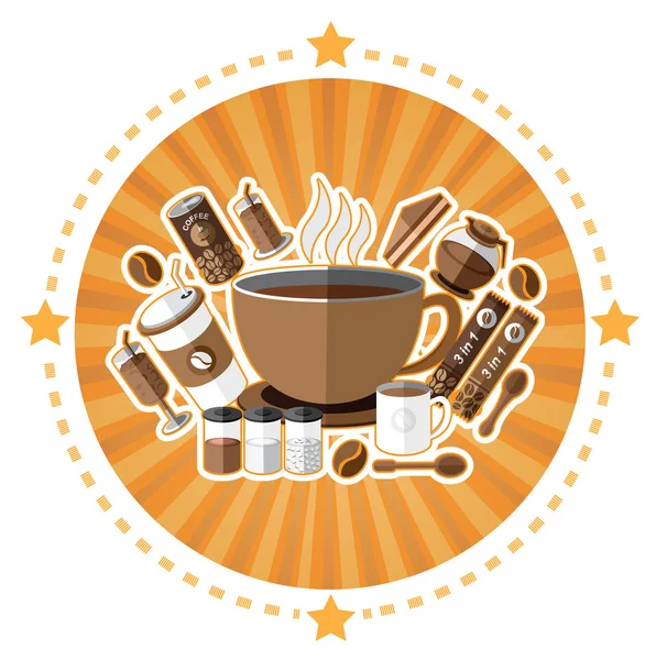 Ilustração do conjunto de ícones de café — Vetor de Stock