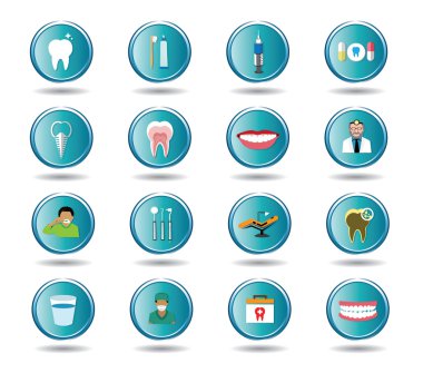 Modern Daire diş Icons set 