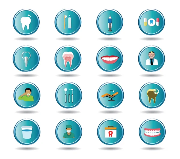 Conjunto de iconos dentales planos modernos — Vector de stock