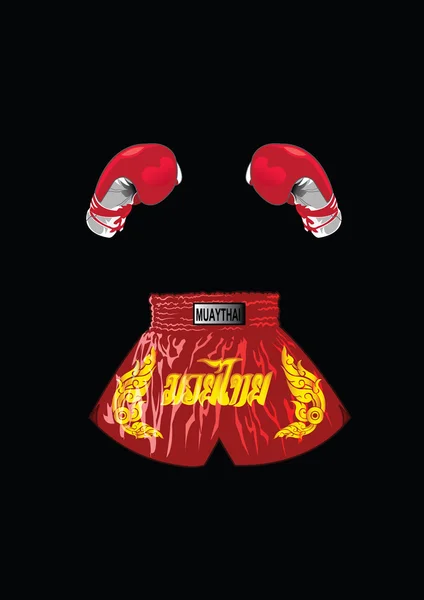 Gants de boxe et shorts de boxe thaï — Image vectorielle