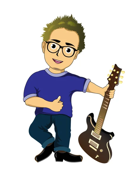 Cartoon gitarist — Stockvector