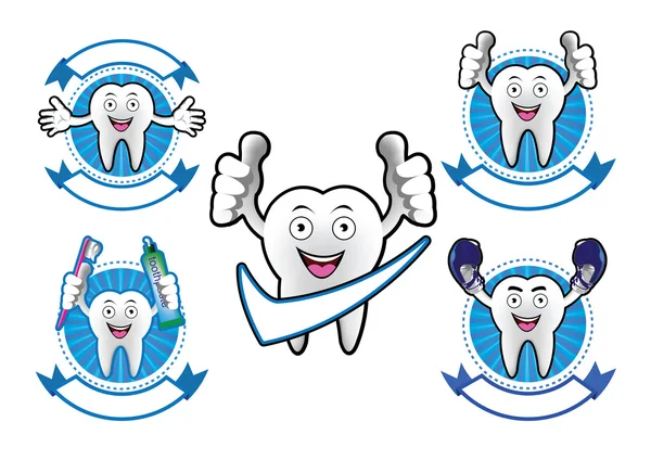 만화 미소 치아 배너 세트 — 스톡 벡터