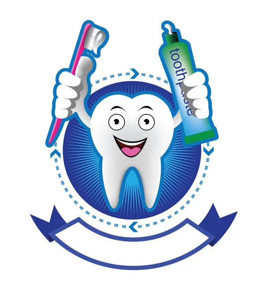 Cartoon Bandiera del dente sorridente — Vettoriale Stock