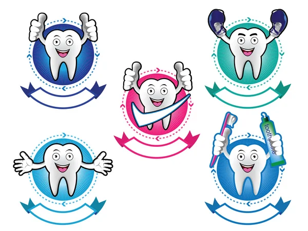 Dessin animé Dents souriantes ensemble de bannière — Image vectorielle