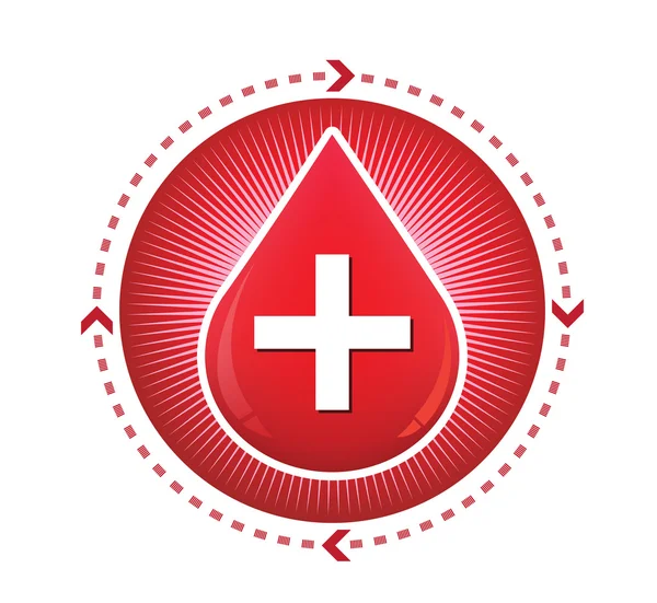 Donare goccia di sangue segno rosso — Vettoriale Stock