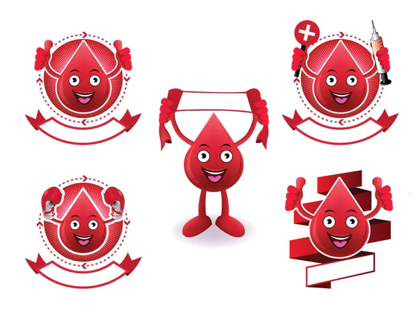 Caricatura sonriente banner de sangre conjunto — Vector de stock