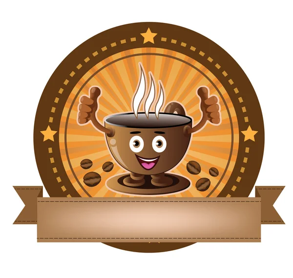 Cartoon lachende koffie beker banner — Stockvector