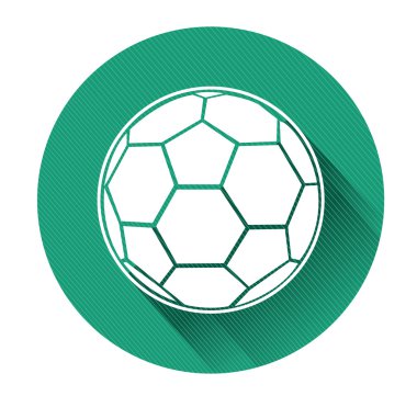 Modern düz tasarım futbol topu simgesi ile uzun gölge efekti