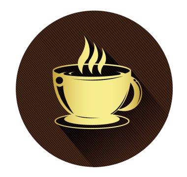 Uzun gölge efekti ile altın kahve Kupası simgesi