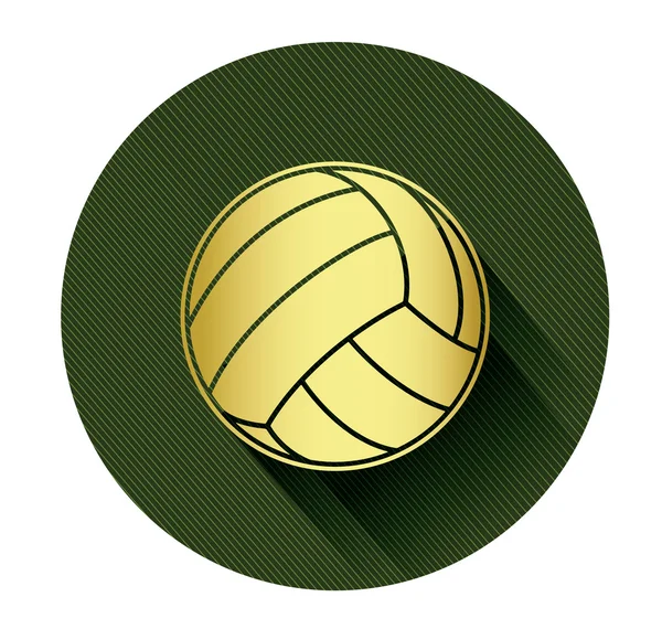 Złoty siatkówka piłka ikona z długo efekt cienia — Wektor stockowy
