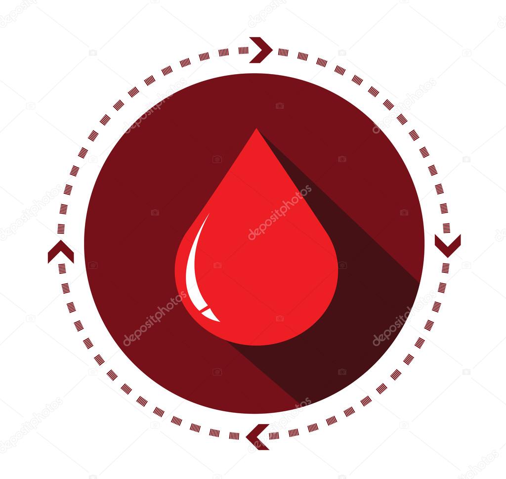 Modern flat blood icon with long shadow effect