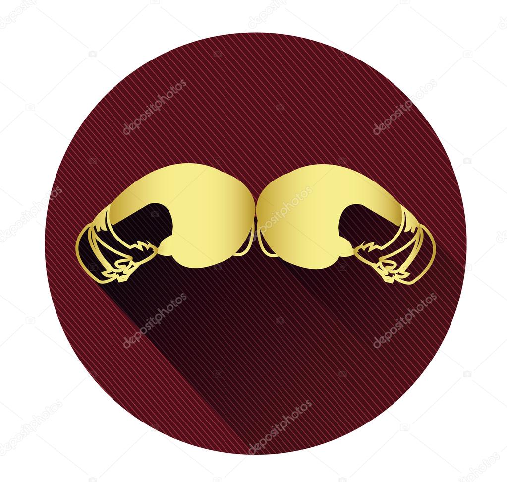 This is Golden boxing gloves icon with long shadow effect.It's boxing advertising and boxing illustration.