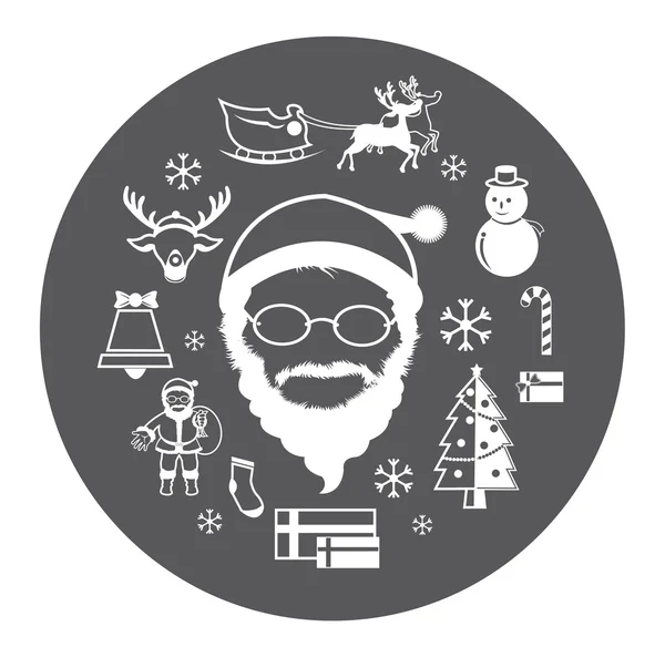 Moderne icone piatte di Babbo Natale e Natale — Vettoriale Stock