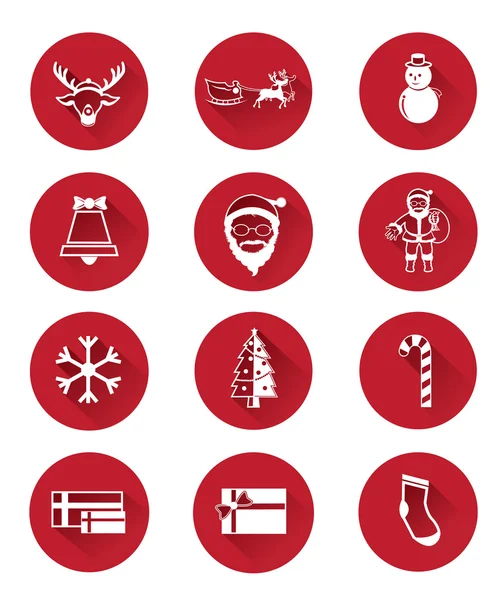 Современные плоские иконы Санта-Клауса и Рождества — стоковый вектор