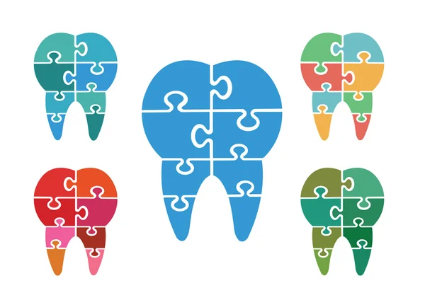 Conjunto de iconos dentales rompecabezas moderno — Archivo Imágenes Vectoriales