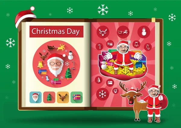 Giorno di Natale impostato sulla pagina del taccuino illustrazione vettoriale — Vettoriale Stock